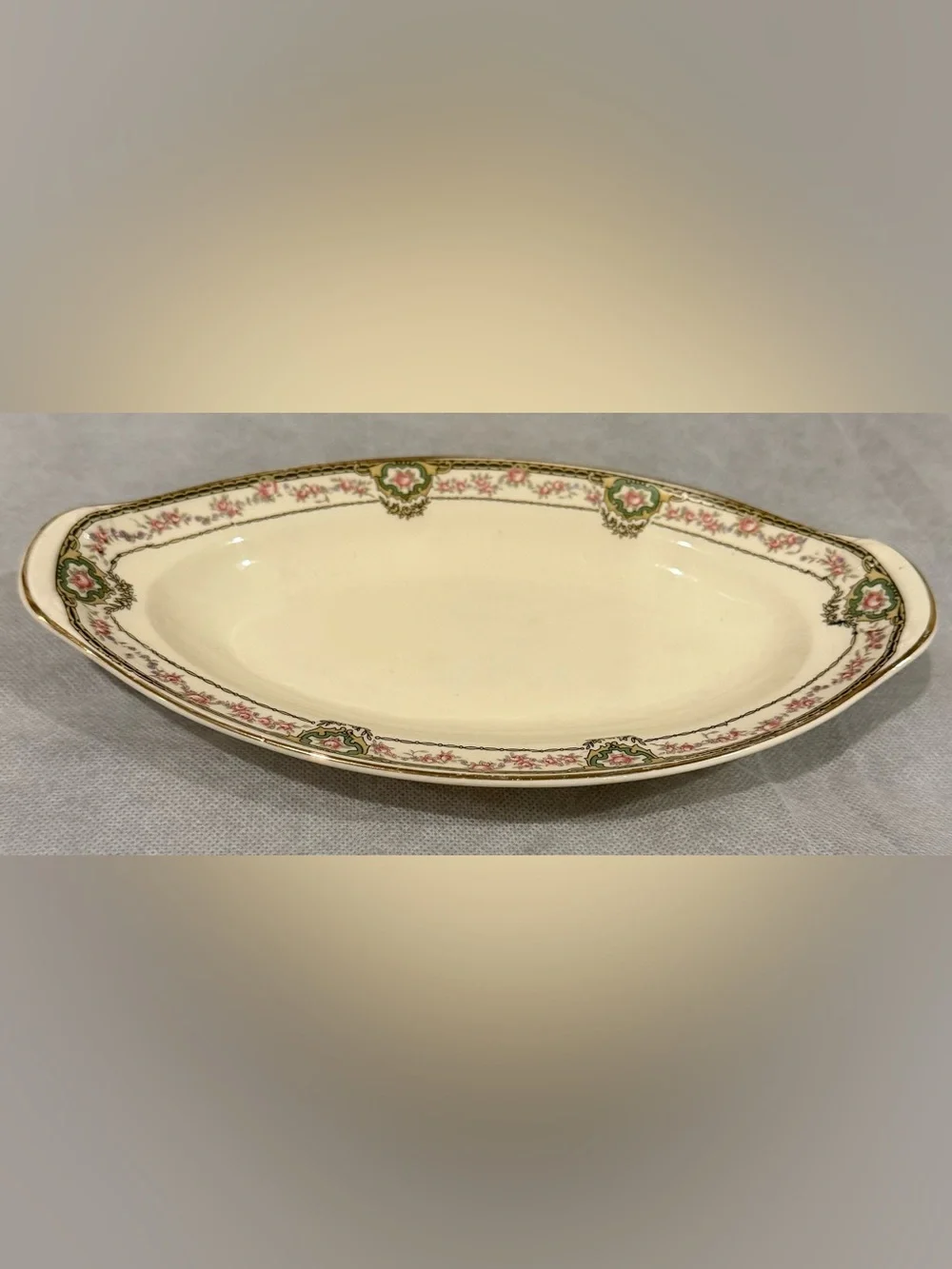 Taylor Smith Taylor Decorative Oval Serving Dish with Pink & Green Floral